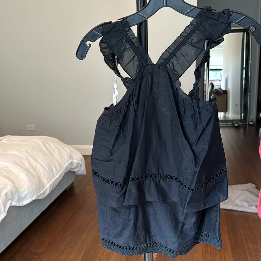 Ella Moss black tank top with ruffle